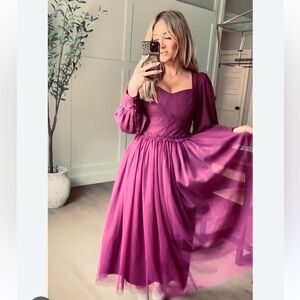 Ivy City Co Elegant Purple Midi Dress
